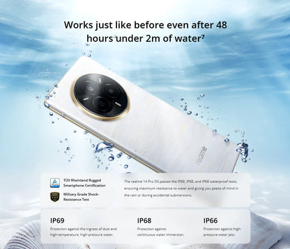 realme 14 Pro 5G European Version 50MP Sony IMX882 OIS Camera Dimensions 7300mAh Battery 120Hz Curved Vision Display IP69