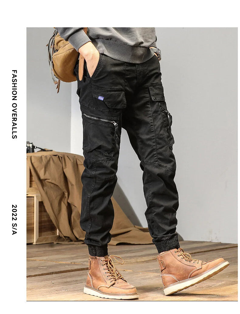 CAAYU Joggers Cargo Pants Men Casual Y2k Multi-Pocket Male Trousers Sweatpants Streetwear Techwear Tactical Track Gray Pants Men