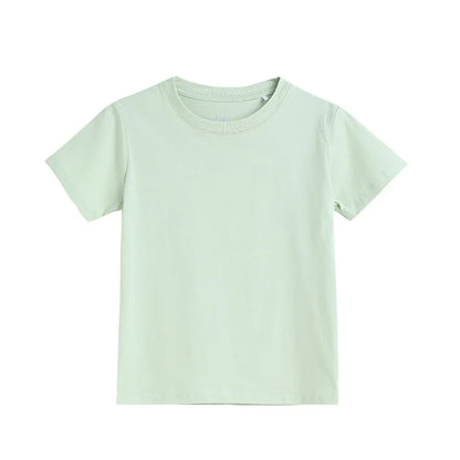 2-16 Years Summer Kids Boys Girls T-shirts Solid Cotton Breathable Teenager Short Tops Children's Tees Casual Shirt Baby Clothes