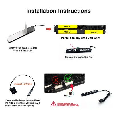 White VGA ARGB Lighting Panel for AORUS GEFORCE GTX ROG TUF Gaming 5060 5070ti 5080 5090 RX9070/9060XT Faith Lamp AURA SYNC