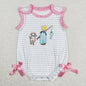 Wholesale Baby Girl Newborn Birthday Balloons Romper Bubble Embroidery Pink Plaid Bows Jumpsuit Kids Toddler Summer Clothes