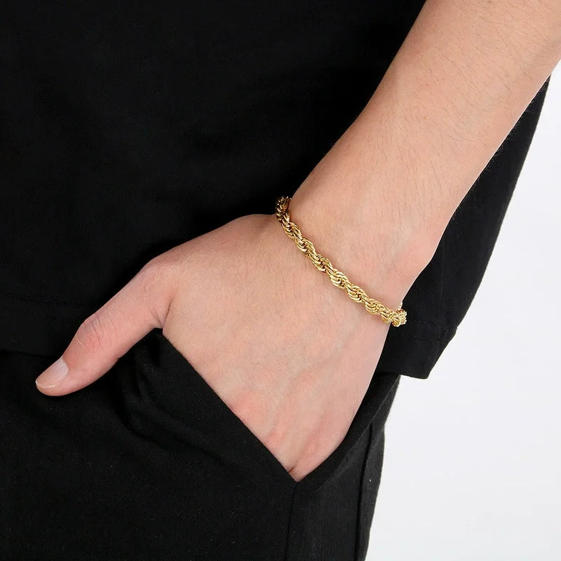 18K Gold 925 Sterling Silver 4MM Chain Bracelets For Men Women Unisex Simple Charm Bracelet Wedding Party Gift 20cm 8in