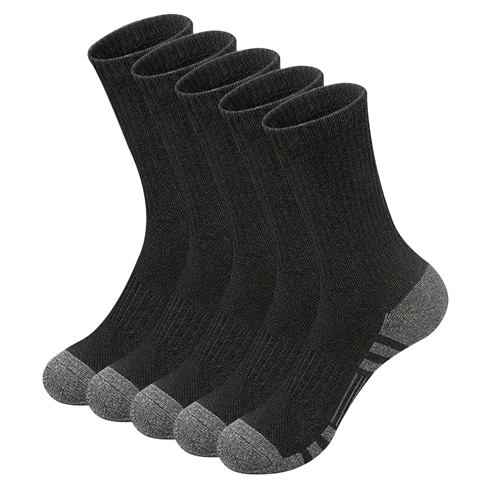 6/10 Pairs Men's Socks Spring Autumn Simple Casual Black White Striped Socks Breathable Mid Tube Sock High-quality Round Neck