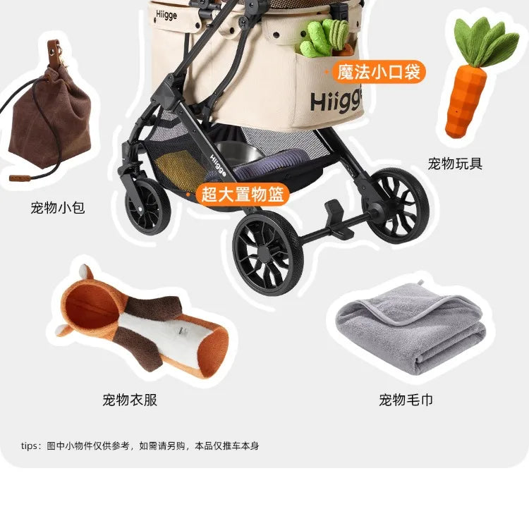 Foldable Pet Stroller Smooth Shockproof Stable Breathable Washable Outdoor Travel Cart for Dogs Cats