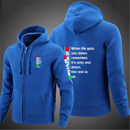 2025 Spring Autumn Men's Manual Transmission 1N23456 Motorcycle Logo Printed Popular Cardigan Classic Solid Color Hooded Hoodies