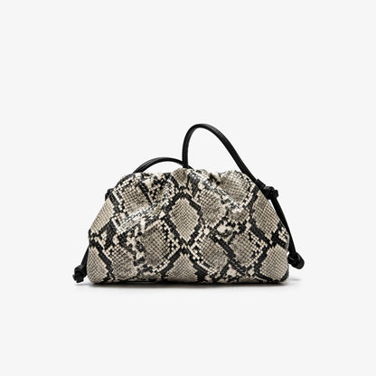 Ruched Serpentine Dumpling Bags for Women Pouch Handbag Cloud Clutch Snake Pattern Shoulder Crossbody Bag Luxury Designer Bag
