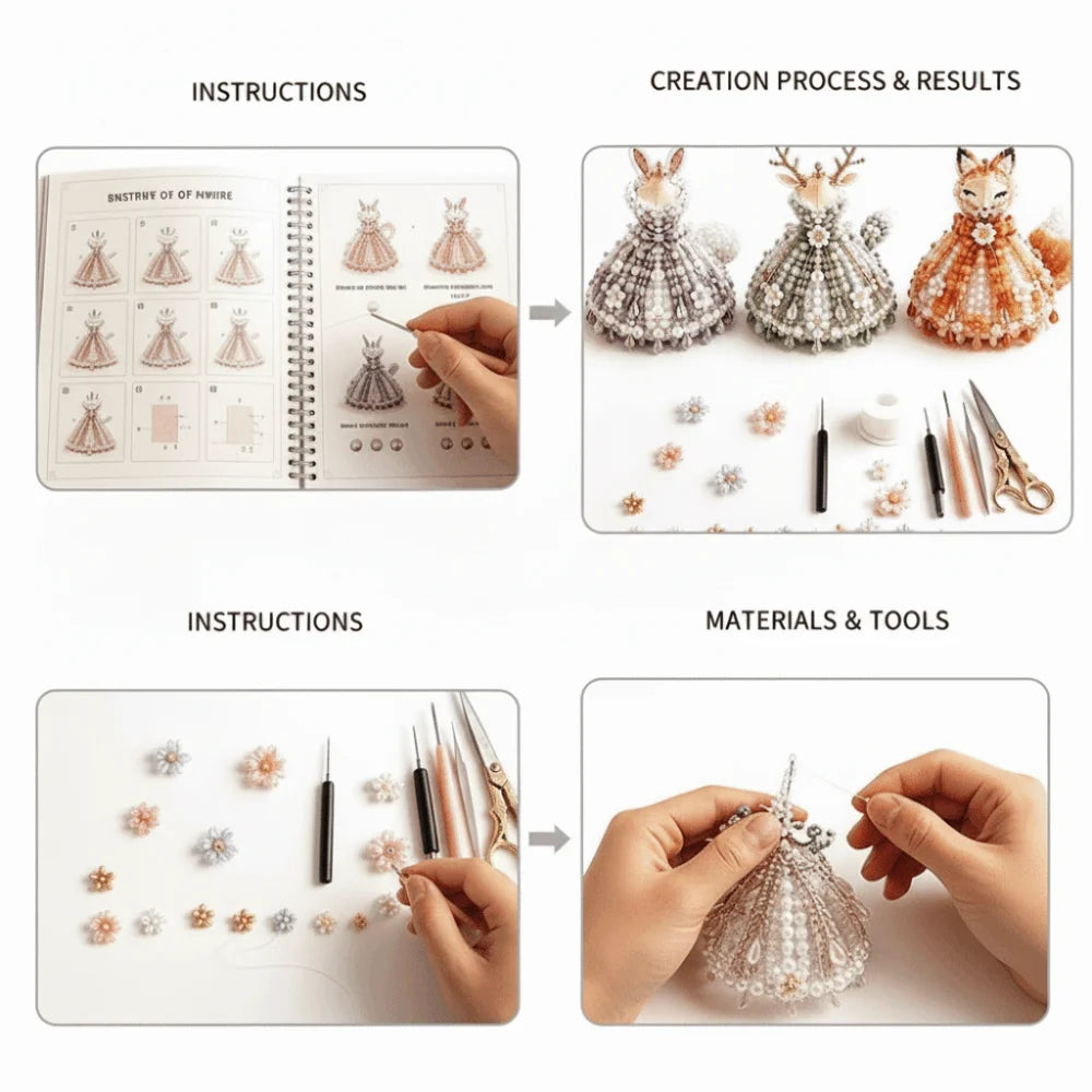 3D Design Beaded Dress Kit Tiny Beads Dress Shape Bead Weaving Kit Creative Craft Cute Design DIY Bead Craft Kit Gift Giving