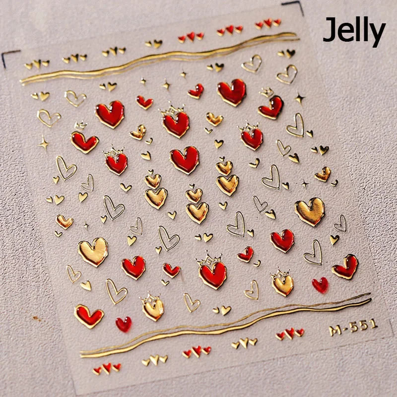 1PC 5D Korean Bronzing Nail Stickers Japanese Gold Silver Star Moon Luxury DIY Nail Art Decoration Decals Manicure Accessories