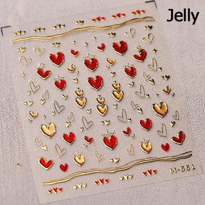 1PC 5D Korean Bronzing Nail Stickers Japanese Gold Silver Star Moon Luxury DIY Nail Art Decoration Decals Manicure Accessories