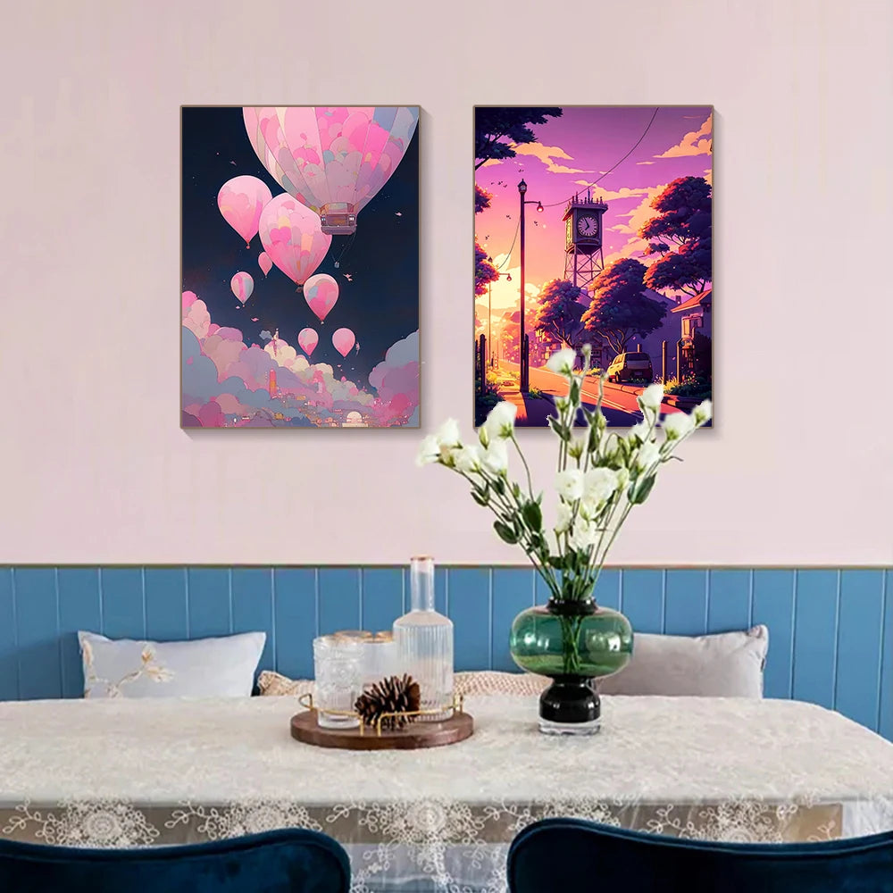 DIY Cartoon Diamond Painting AB Rhinestone Embroidery Landscape Mosaic Cross Stitch Handmade Art Set Children Room Decoration
