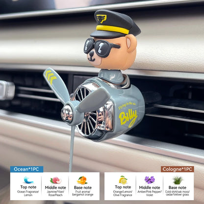 Rotating propeller pilot bear dog car air fresheners accessories decorations fun vent clip perfume diffuser aroma fragrance men