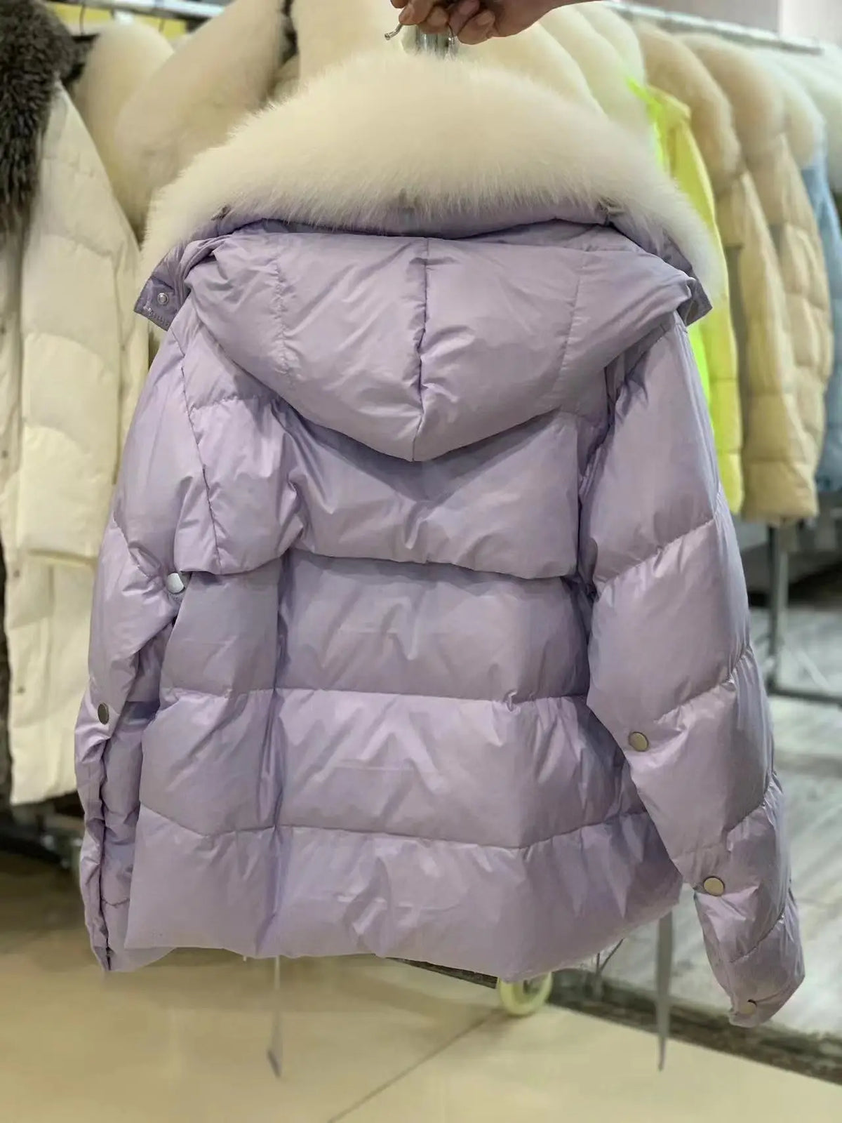2024 Winter Women Warm Coat Oversized Real Fox Fur Collar Thick Luxury Outerwear New Fashion 90% Goose Down Jacket