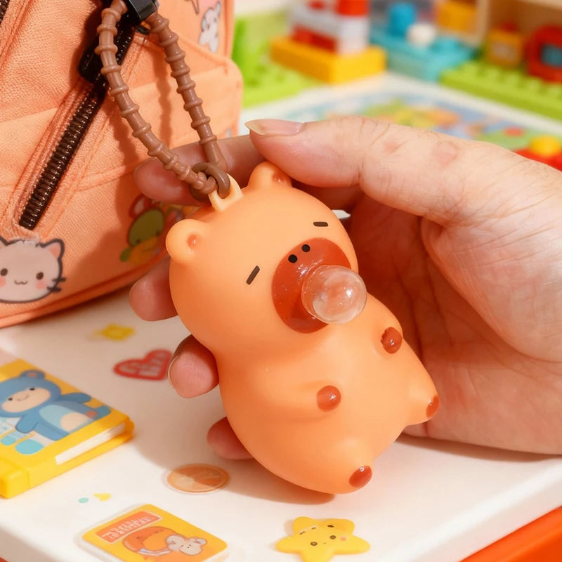 Cute Capybara Squishy Bubble Toy Keychain Decompression Pendant Bag Car Accessory Doll Small Gift for Relief Stress Squeeze Toys
