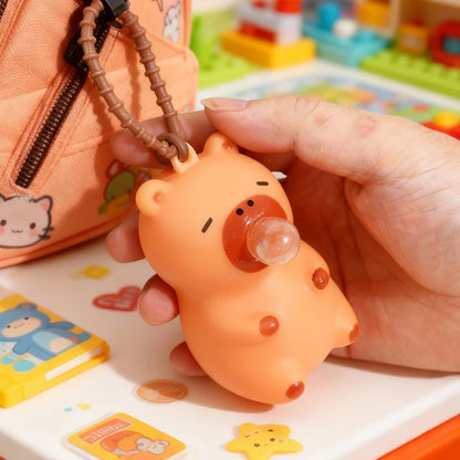 Cute Capybara Squishy Bubble Toy Keychain Decompression Pendant Bag Car Accessory Doll Small Gift for Relief Stress Squeeze Toys