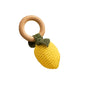 Wooden Baby Teether Cute Fruit Style Handmade Crochet Rattle Toys Newborn Soother Teething Chew Toys for Boys Girls Babies Gifts