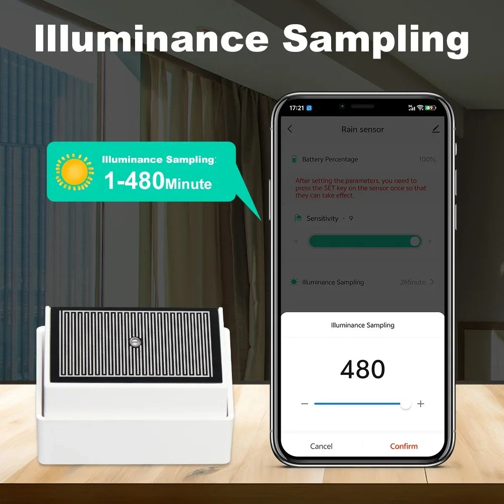 2 in 1 Tuya Zigbee Rain Sensor with Light Detector IPX4 Outdoor Waterproof Rain Detector Work with Smart Life Home Assistant Z2M