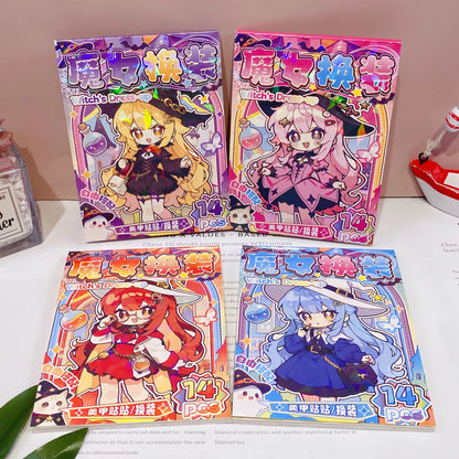 Creative Nail Art Stickers, Featuring Fashionable Girls with Beautiful and Cute Hands, Fun Children's Material Stickers, Witch Dress-Up Girl-Themed High-Appearance Cute Handbook Stickers, and Interesting Children's Material S