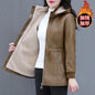 Winter Coat New Fashion Soft Leather Clothes Women's Long Sheep Leather Jacket Plus Velvet Padded Warm Coat