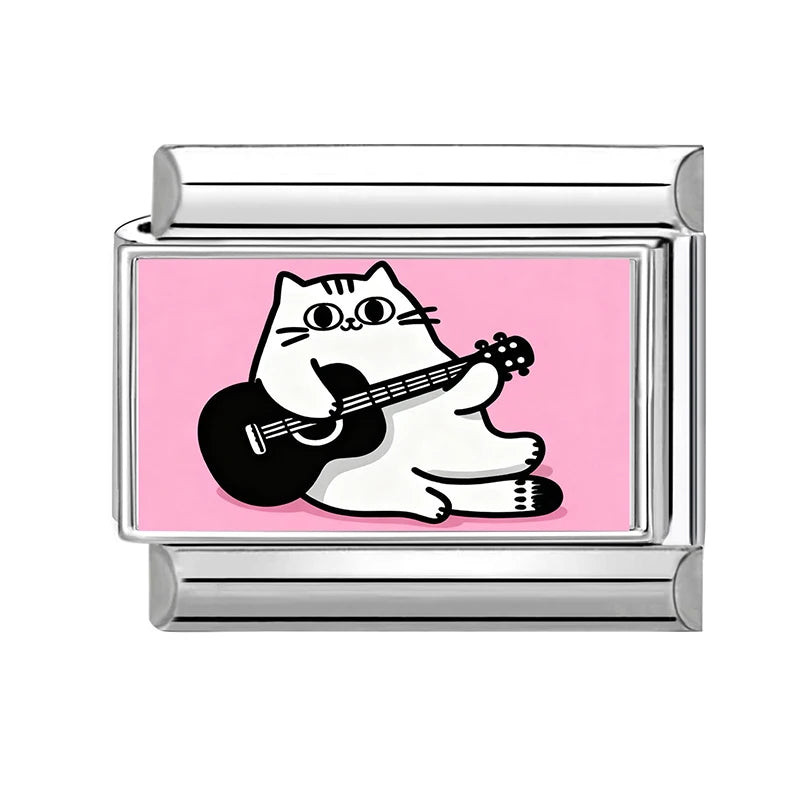 2026 Women's Funny Cat Bite Tail Elephant Dog Animals Italian Charm Link Fit 9mm Stainless Steel Module Bracelet Making Jewelrys