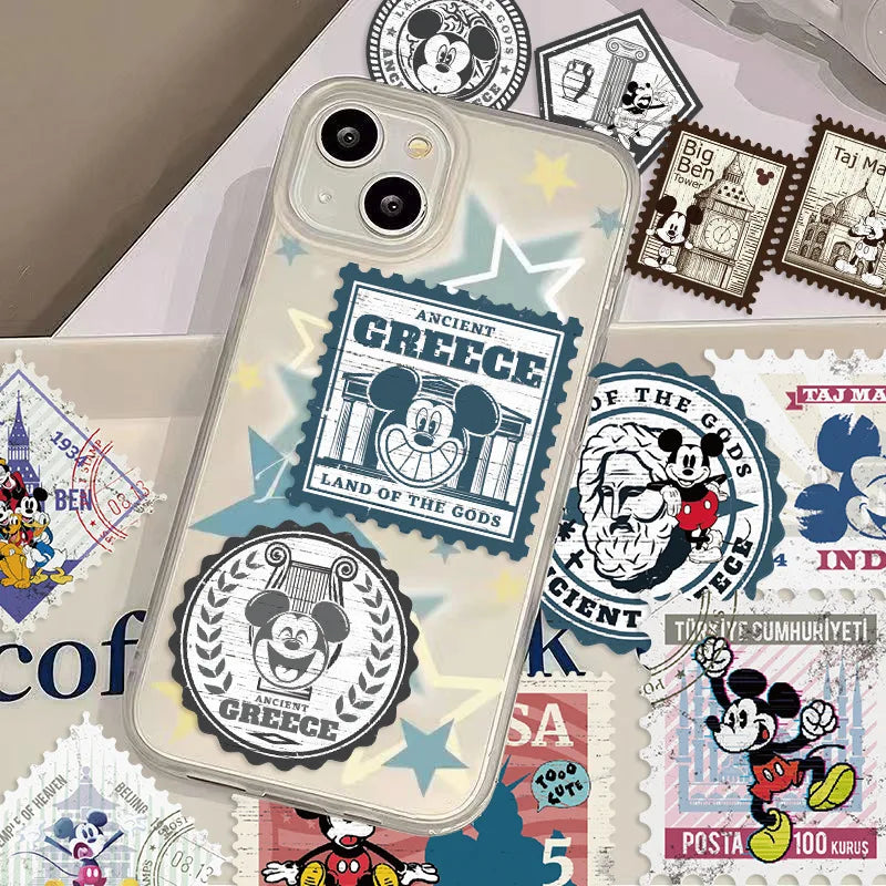 10/50PCS Vintage Mickey Stamps Graffiti Stickers Exquisite Sticker for Phone Computer Notebook Stationery DIY Toys Secret ﻿