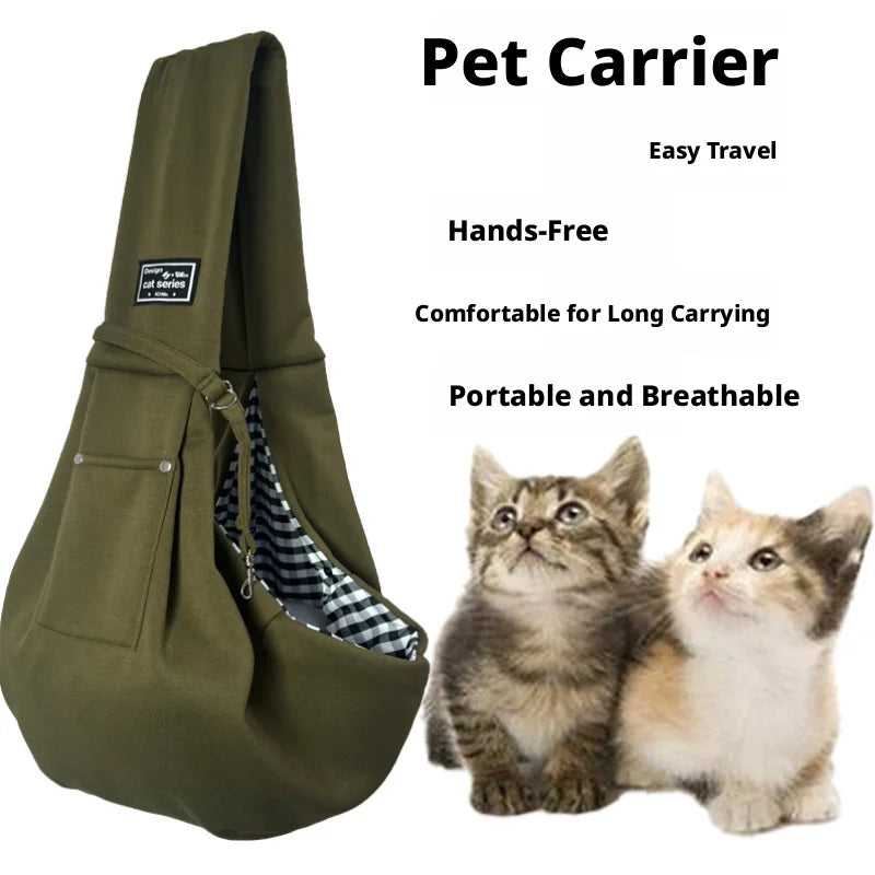 Breathable Pet Sling Carrier Bag for Cats Small Dogs Up to 7.5kg - Portable Single Shoulder Travel Pet Carrier
