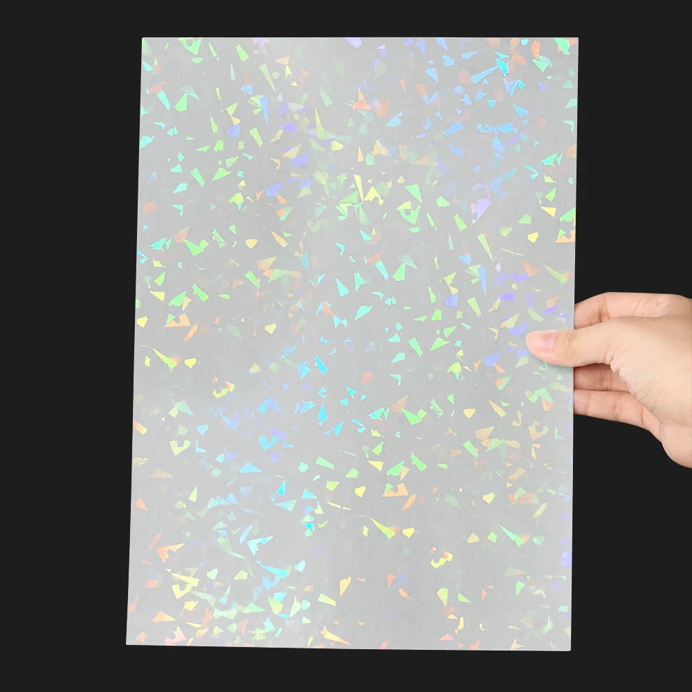50 Sheets Broken Glass Hologram Cold Lamination Film Sticker A4 Sheets Star Shiny Dots DIY Package Card Photo Holographic Film