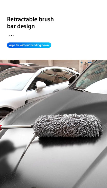 SEAMETAL Retractable Car Duster Stainless Steel Long Handle Dusting Brush Microfiber Dust Remover Car Household Cleaning Tools