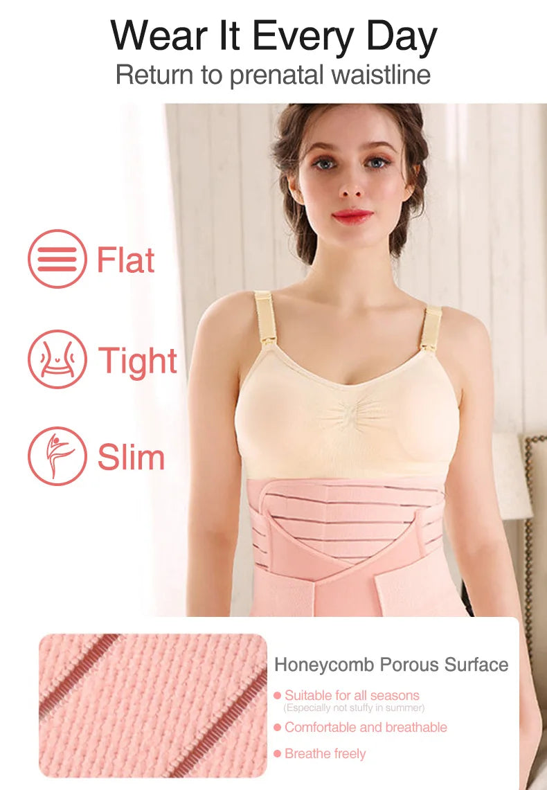 3In1 Corset Postpartum Band Pregnant Women Tummy Belly Peis Belt Wrap Waist Trainer Recovery Bandage Strap Body Shaper