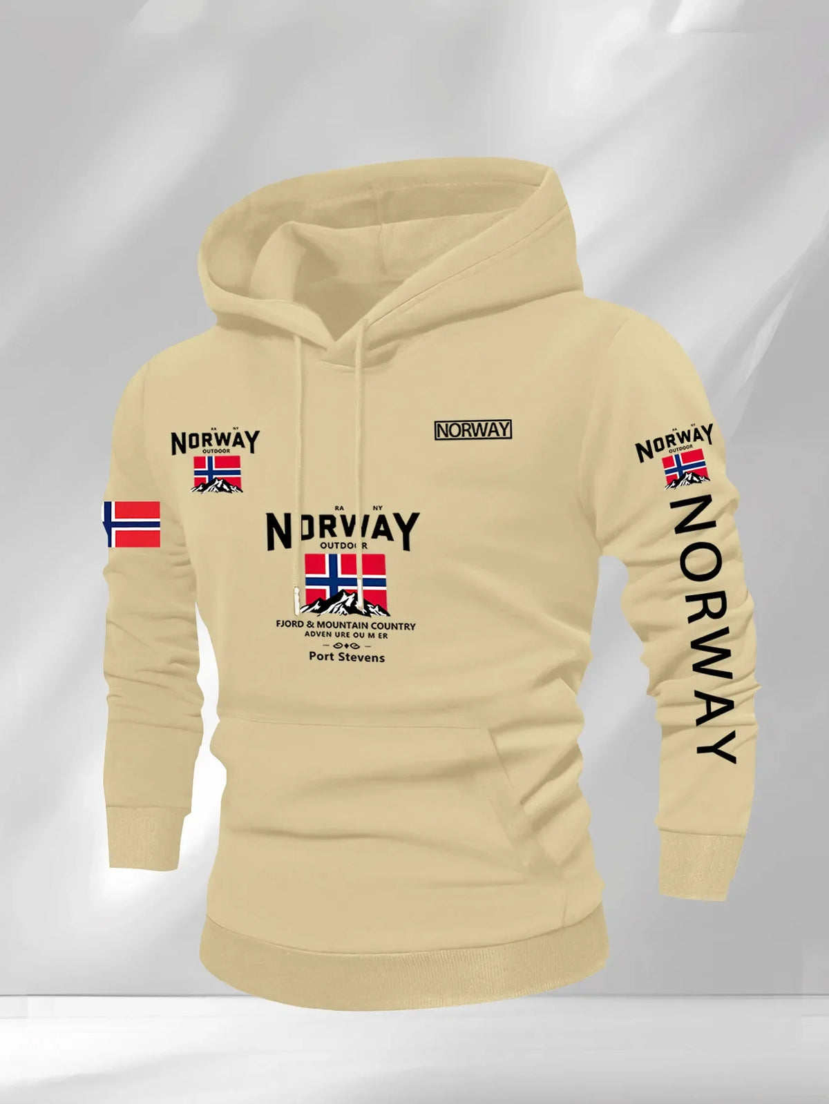Norwegian Print Fashion Men Women Hooded Sweatshirt Autumn Winter Daily Outdoor Vacation Fitness Casual Loose Warm Sportswear