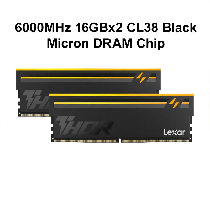 Lexar THOR RGB 2nd DDR5 RAM 6000MHz 16GBx2 CL38 1.35V Micron DRAM Chip Gaming Desktop Memory Overclocking Intel XMP 3.0 AMD EXPO