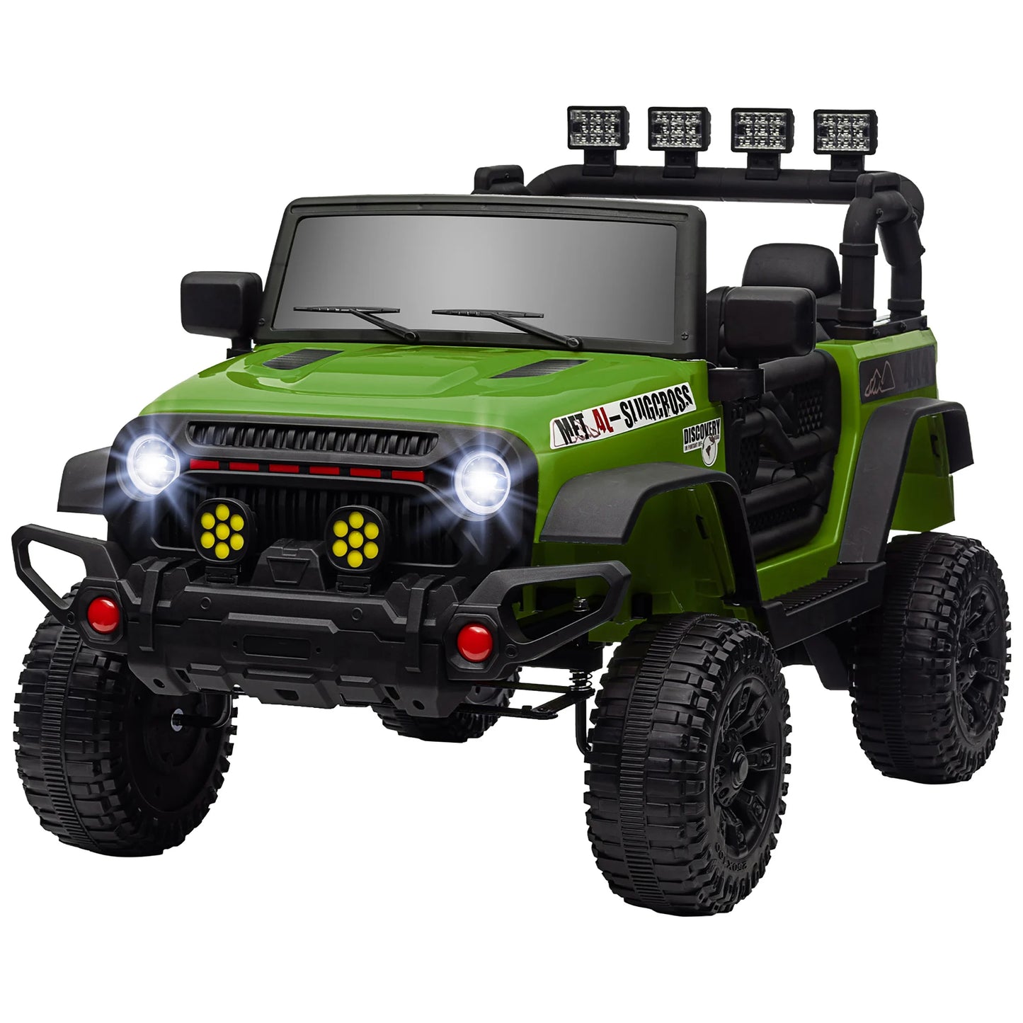 4x4 electric Car for children UTV, equipped with a 2.4 GHz remote control, two powerful motors, 12 V, size 100x63x65 cm, green