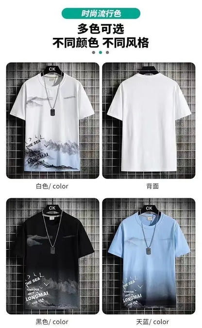 Trendy Suits for Men Men's Summer Shorts Set Gym Outfit Student Short Sleeve Tee 2 Piece Set Tracksuits Men Casual Men Clothing