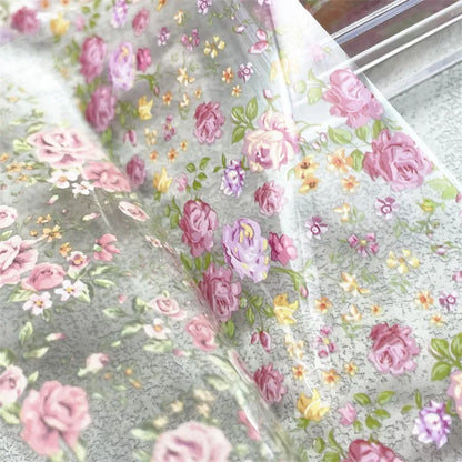 1Pc 100cm Flower Nail Foils for Transfer Paper Floral Stickers Rose Nails Wraps Tulip Nail Art Decorations