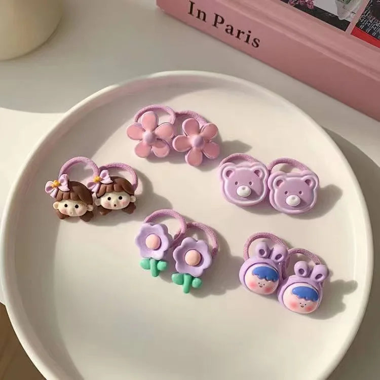 10pc Mini Baby Hair Band Kawaii Cartoon Floral Animal Elastic Hair Rope for Toddler Girl Small Tumb Hair Band Lovely Headwear