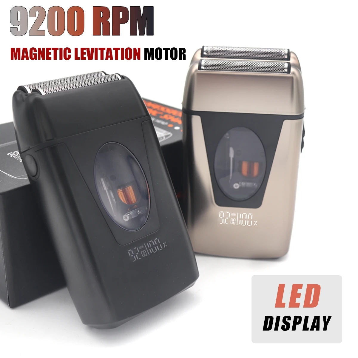 Professional Barber Shaver with Double Foil 9200RPM and LCD Display Mens Shaving Machine for Salon Use