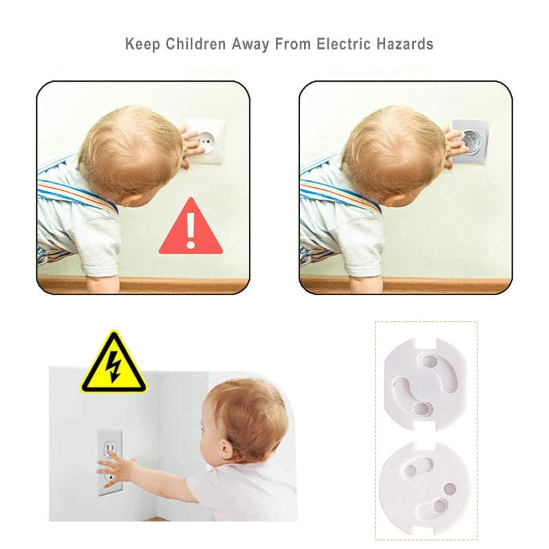 10pcs Baby Safety Child Electric Socket Outlet Plug Protection Security Two Phase Safe Lock Cover Kids Sockets Cover Plugs