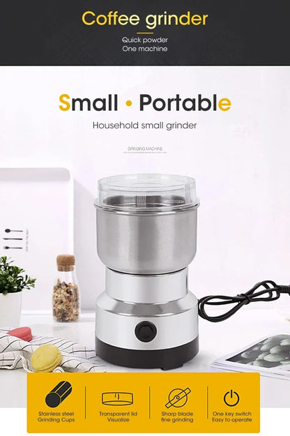 Mini Electric Grinder 300ml Ultrafine Pulverizer for Baby Food Coffee Spice Pepper Grain Mill with 2/4 Blades Household Use