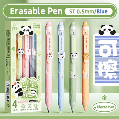 4 Pcs/Set Creative Pull-Type Erasable Gel Pens Blue Ink 0.5mm ST Erasable Pen for School Student Exam Writing Stationery