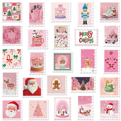 10/30/50PCS Christmas Pink Cartoon Stamps Stickers DIY Decoration Funny Notebook Phone Fridge Laptop Bike Car Graffiti Kids Toys