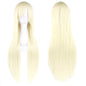 Soowee 80cm Long Synthetic Hair White Purple Cosplay Wigs Party Black Hair Straight Wig Hairpiece for Women