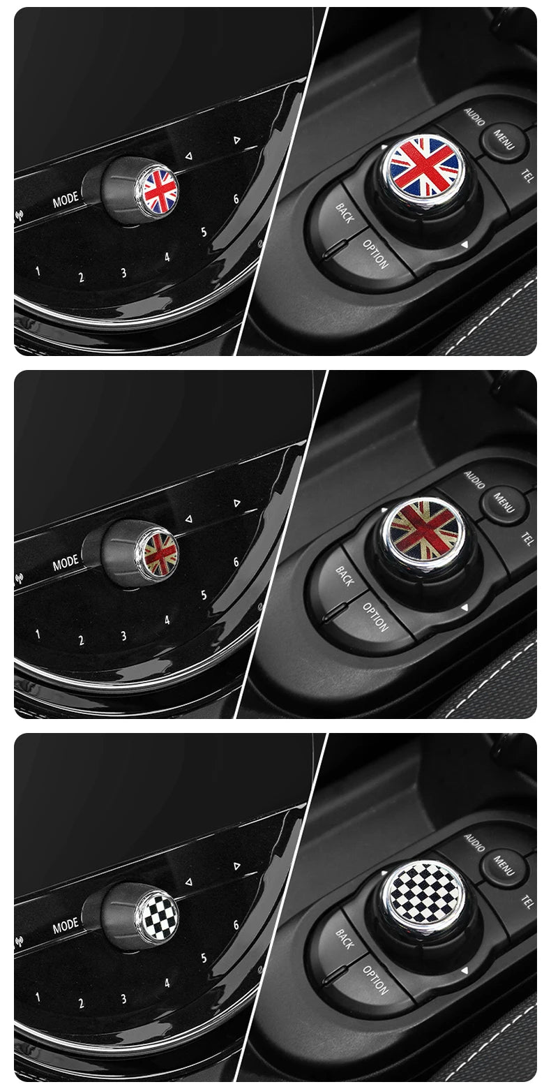 Central Control Volume Multimedia Button Knob Sticker for MINI Cooper F55 F56 F57 F60 Countryman Leather Car Interior Styling