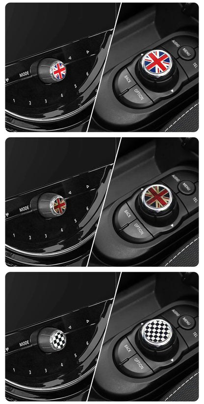 Central Control Volume Multimedia Button Knob Sticker for MINI Cooper F55 F56 F57 F60 Countryman Leather Car Interior Styling