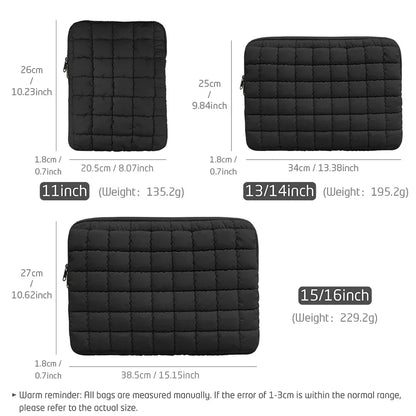 Puffy Laptop Bag Sleeve 11/13/14/15/15.6 Inch Quilted Case Laptop Cover For MacBook Air Pro/iPad/Lenovo/Hp Puffer Notebook pouch