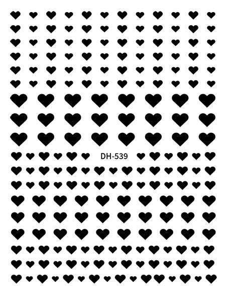 3d Nail Art Stickers Red Black White Love Hearts Stars Clouds French Full Tips Adhesive Nail Decals Slider For Manicure