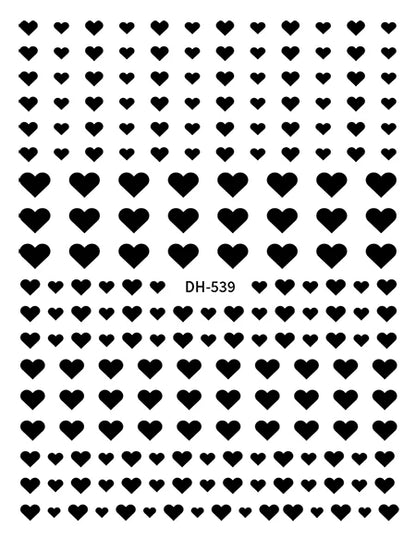 3d Nail Art Stickers Red Black White Love Hearts Stars Clouds French Full Tips Adhesive Nail Decals Slider For Manicure
