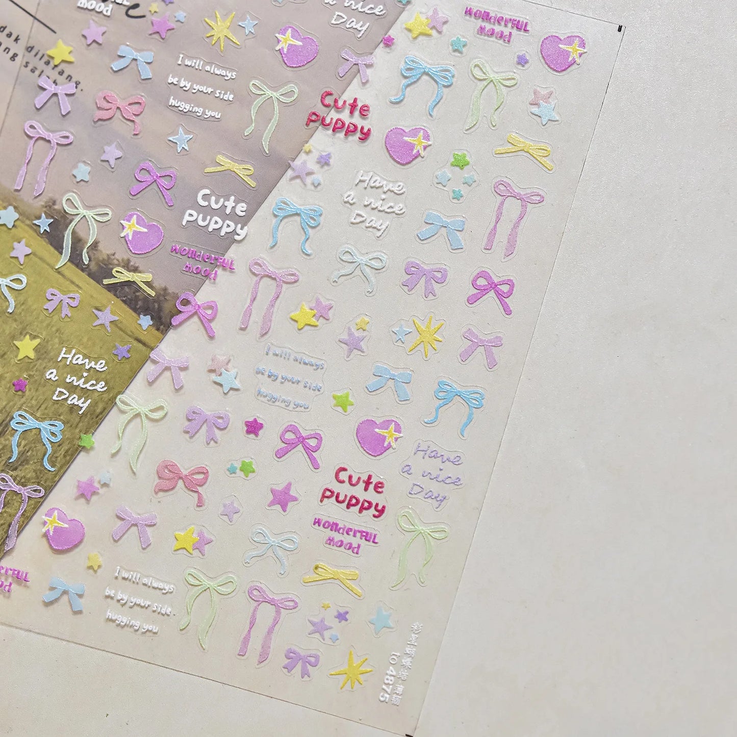5D Pudding Jelly Dessert Fruit Cherry Pink Claw Print Bowknot Tie knot Love Heart Stars Nail Art Sticker Adhesive Manicure Decal