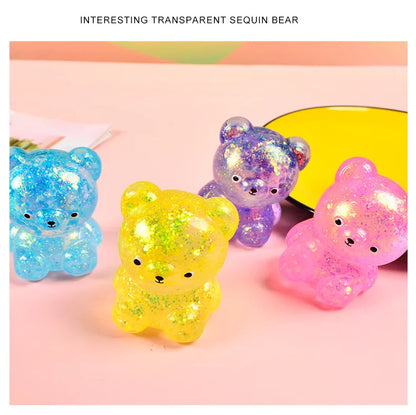 Fidget Bear Toy Squishys Glitter Gummy Bear Small Cute Animal Anti Stress Fidget Splat Decompressions Vent Squeeze Toys