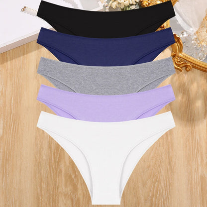 5PCS/Set Cotton Women's Panties Female Underwear Sexy Briefs Lingerie Smooth Comfortable Underpants Solid Color Pantys M-XXL