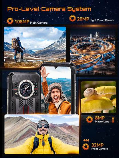Cubot Rugged Smartphone 5G King Kong 11, Android 15, Up to 32GB RAM+256GB ROM, 108MP Camera, 10200mAh, Dual Screen, MTK7025, 6nm
