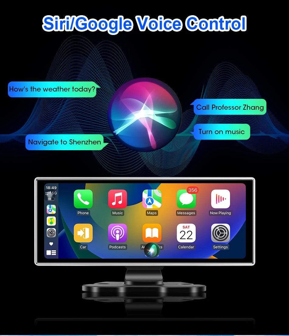 Srnubi 11.26 Inch 4K Dash Cam Wireless CarPlay & Android Auto Portable Car DVR Intelligent Systems Video Recorder GPS Navigation